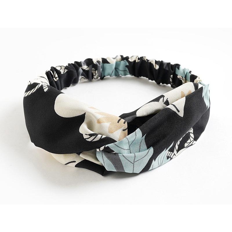 Leopard Print Flower Spring Autumn Summer Chiffon Cross Elastic Headband Women Headband Hair Accessories Headgear