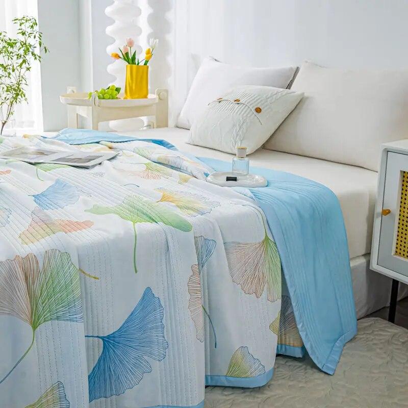 Air Condition Thin Blanket Summer Quilt Cover Cool Summer Cotton Quilt King Size Lace Free Shipping Down Blue Bedding Set Washed