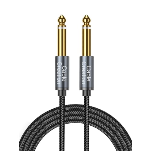 

1/4 TS to 6.35mm Guitar Cable, Nylon Braided 6.35mm TS Male to Male 6.35mm Mono 1/4 TS Conversion Cable for Electronic Guitar, Bass, Keyboard, Mixer