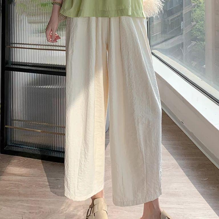 

Белые женские летние брюки-морковки с широкими штанинами из ледяного шелка (Маленькая, издание 2025 года) S [80-95 lbs]