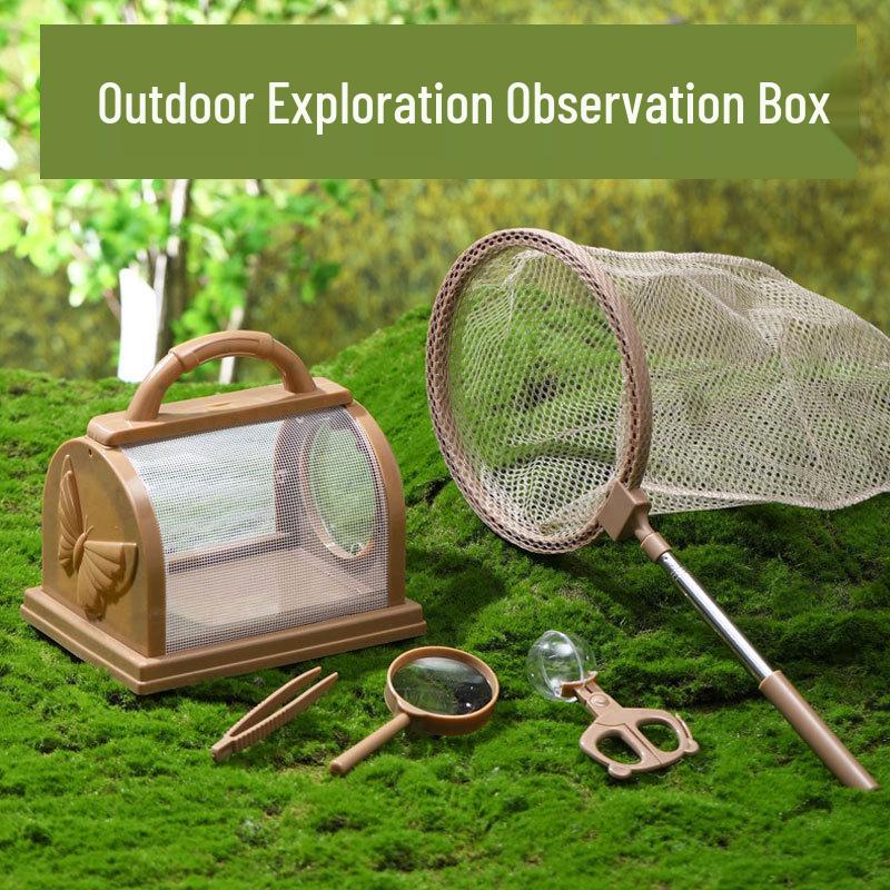 Children's Outdoor Exploration Bug Catching Kit with Net and Observation Box