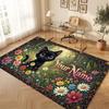 Mushroom Forest Theme Crystal Velvet Floor Rug Personalized Custom Name Text Warm Carpet Home Decoration