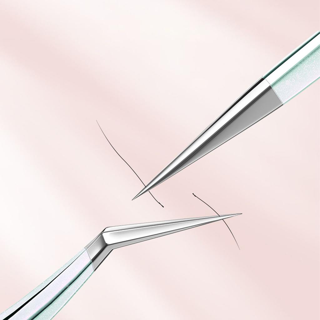 2pcs Eyelash Extension Tweezers Set Stainless Steel Precise Volume Individual False Lashes Extension Tweezers