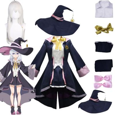 Anime Majo No Tabitabi Elaina Cosplay Overcoat Skirt Shirt Bow Hat Wig Halloween Carnival Party Full Set Costumes