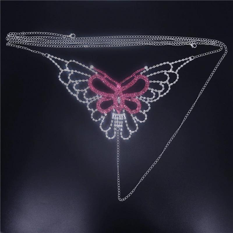 European And American New Sexy Bikini Butterfly Rhinestone Body Chain Set Women S Nightclub Body Chain Accessories