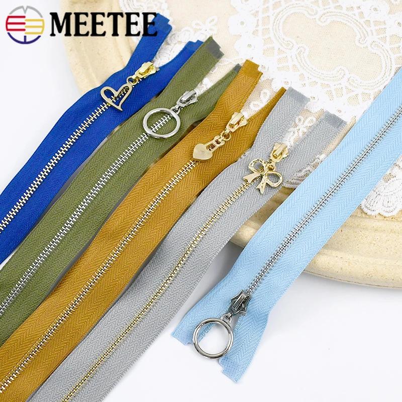 5Pcs Meetee 3# 15-30cm Metal Zippers Bags Closed End Auto Lock Zipper for Clothes Repair Kit DIY Sewing Material Accessories