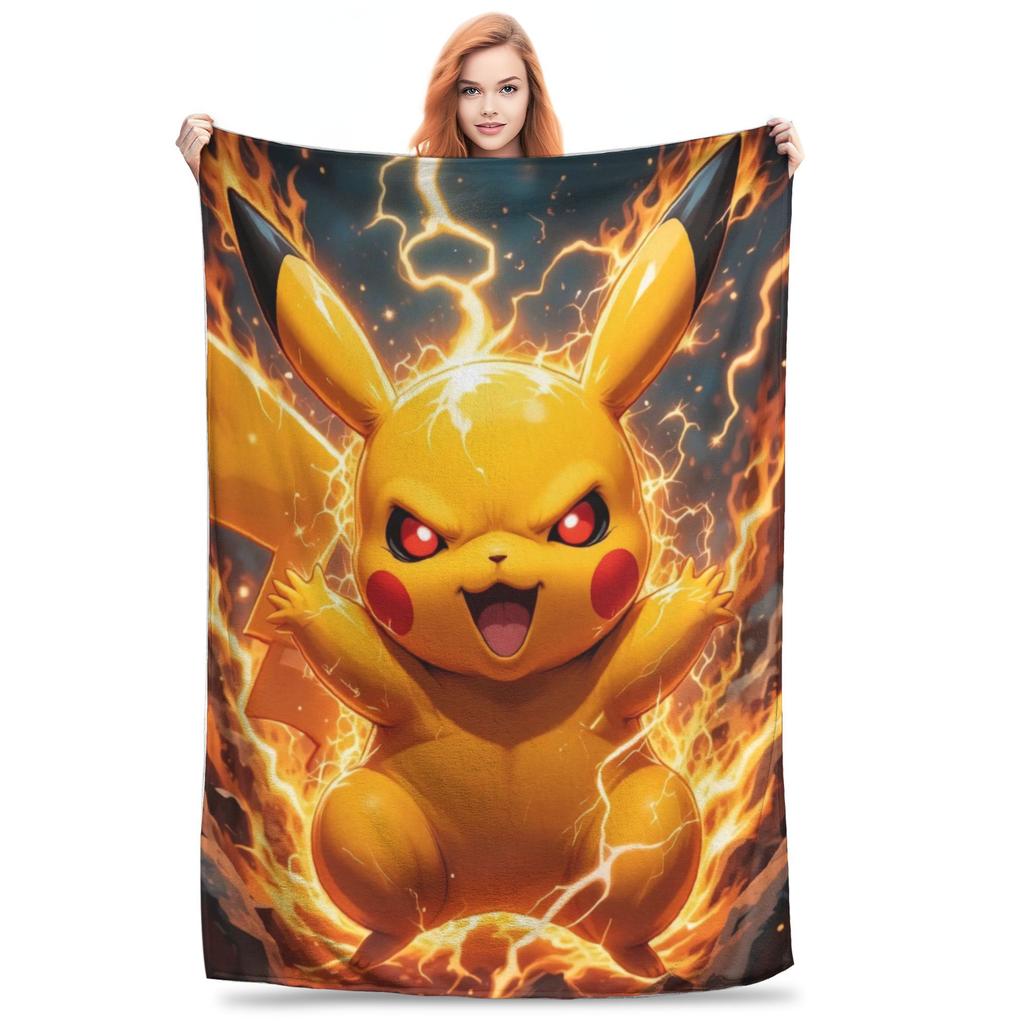 Pikachu Lightning Transformation Blanket Quality Soft  Bedding Throws Winter Students Couch Chair Sofa Bed Fluffy Bedspread