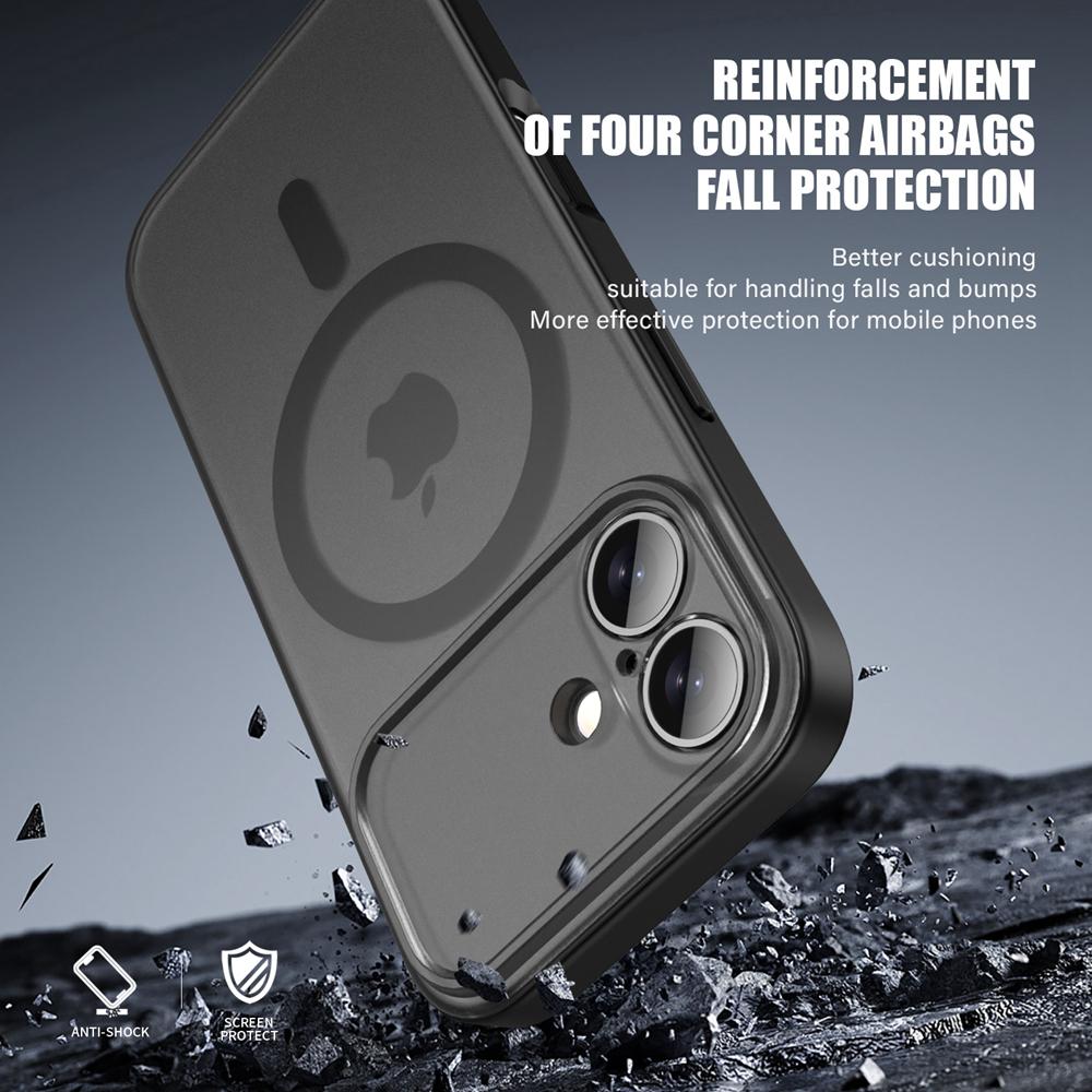 KEYSION Matte Case for MagSafe for iPhone 17 Silicone+PC Translucent Wireless Charging Shockproof Phone Back Cover for iPhone 17