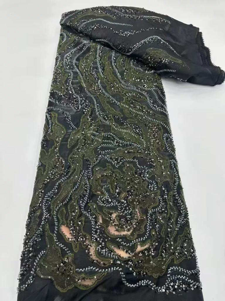 5yard soft lace fabric Pearl tube sequin embroidery telas,Evening gown,Wedding cheongsam designer fabric for clothing