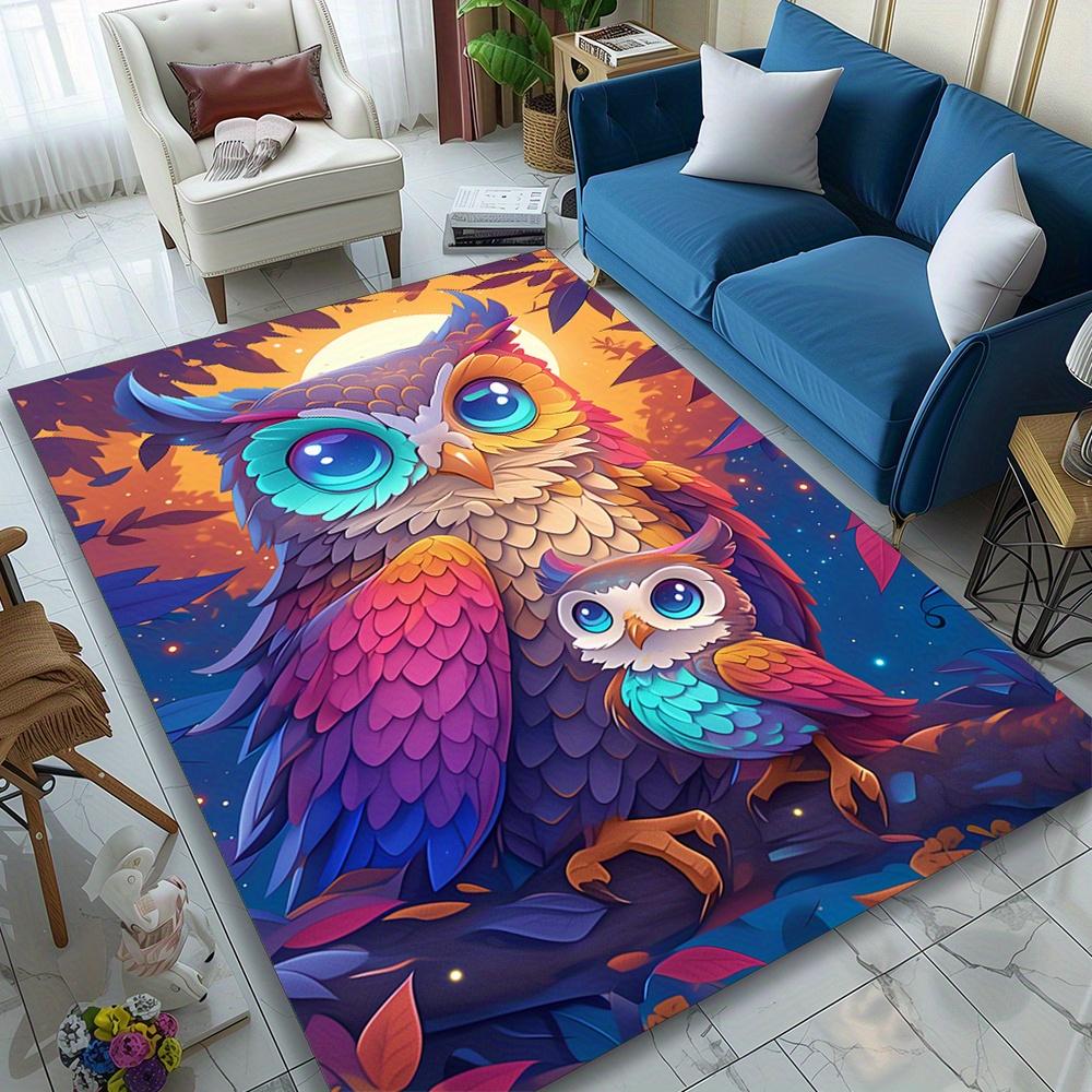 Creative Owl Printed Area Rug: Suitable for Coffee Tables, Living Rooms, Dining Rooms, Bedrooms, Veranda, Office Areas
