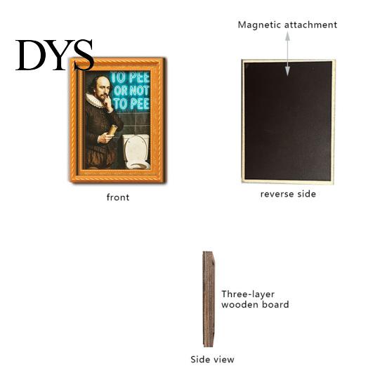 DIY Home Decor Accessories Funny Small Wooden Fridge Magnet Picture Frame, Vintage Oil Painting Pattern Modern Office Storage Magnetic Refrigerator