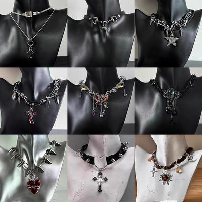 Love Heart Rivet Punk Choker Necklace - Y2K Subculture Clavicle Chain