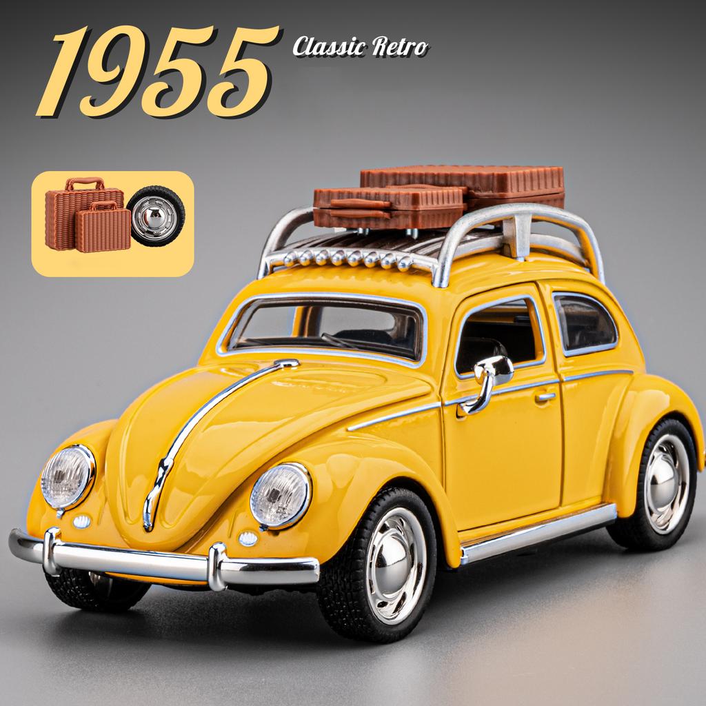 1/32 Beetle 1995 Classic Car Alloy Car Model Sound and Light Pull Back Children's Toy Collectibles Birthday Gift