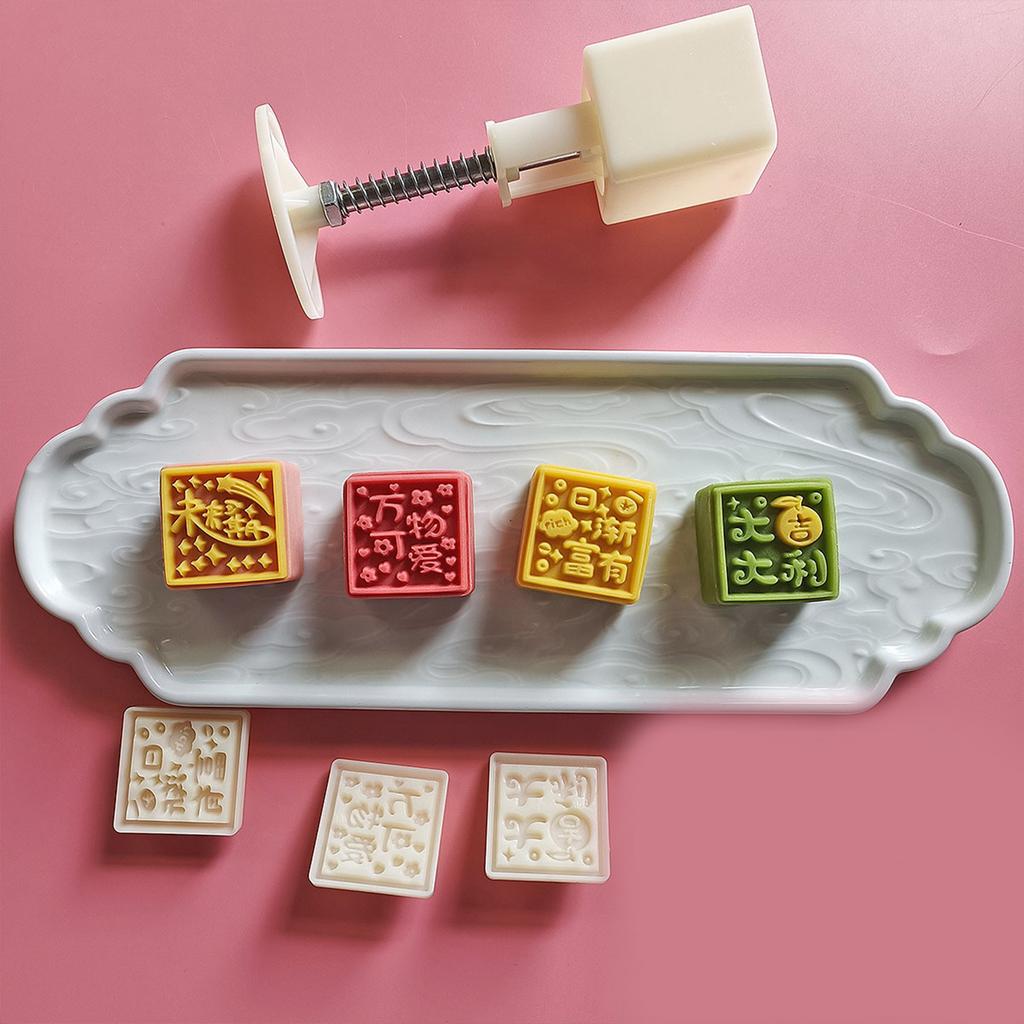 Square Moon Cake Press Molds Cookie Stamps Chinese MidAutumn Moon Cake Maker Decorating Tool for Making Cookie