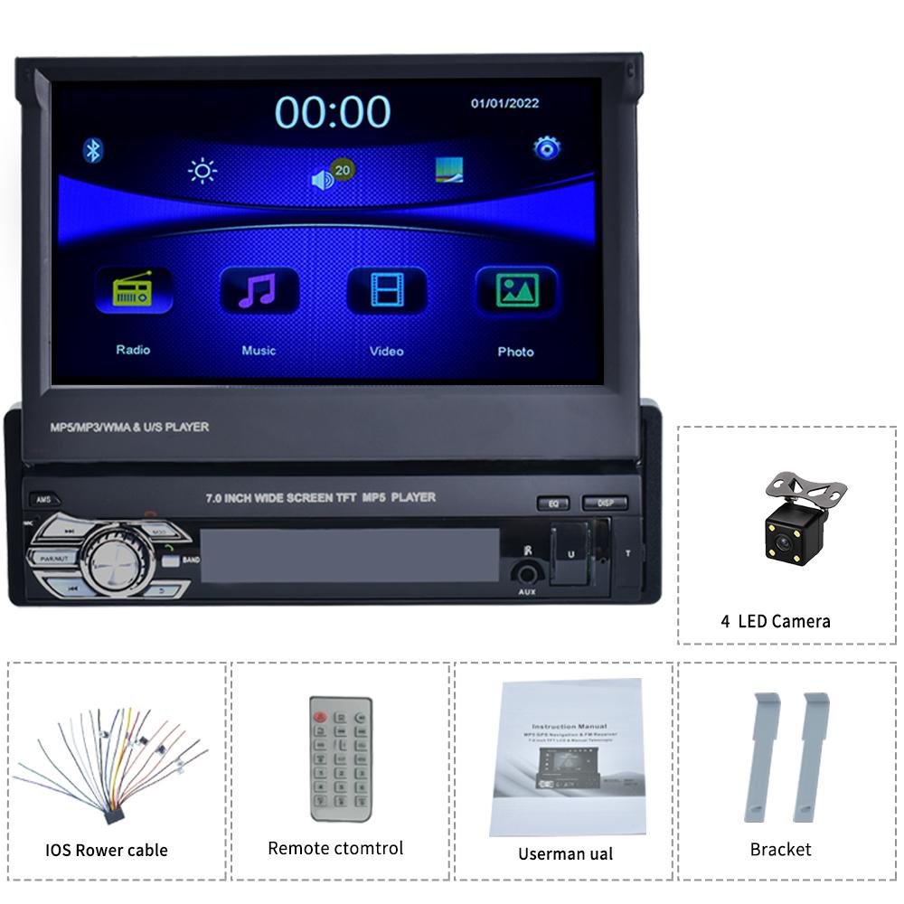 

Автомобильный радиоприемник REAKOSOUND 1 Din, 7-дюймовый сенсорный экран, универсальный автомобильный мультимедийный плеер с Bluetooth, FM-радиоприемник, поддержка USB и камеры заднего вида 9601 with 4led