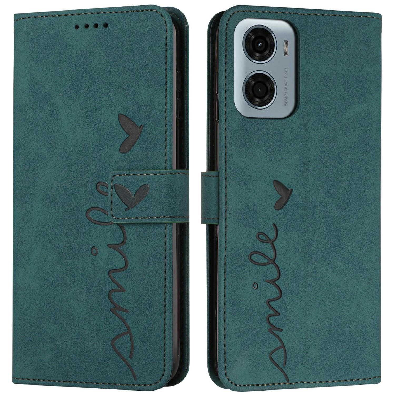 

For Motorola Moto G05 4G Case Viewing Stand PU Leather Phone Cover Imprinted Pattern Green