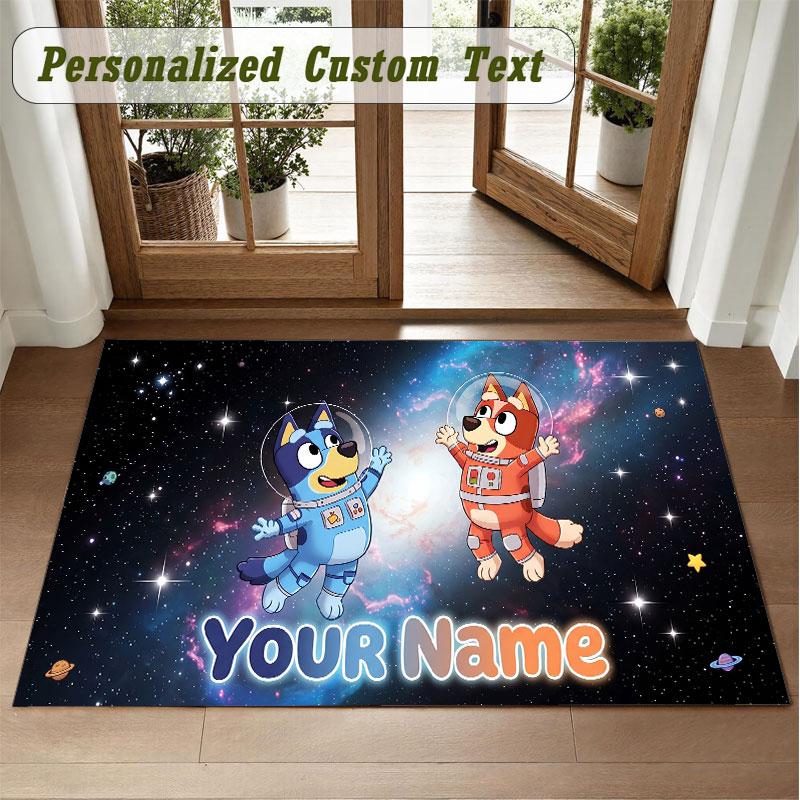 Crystal Velvet Square Rug Custom NameBluey Pattern Non Slip Home Floor Decor Rug