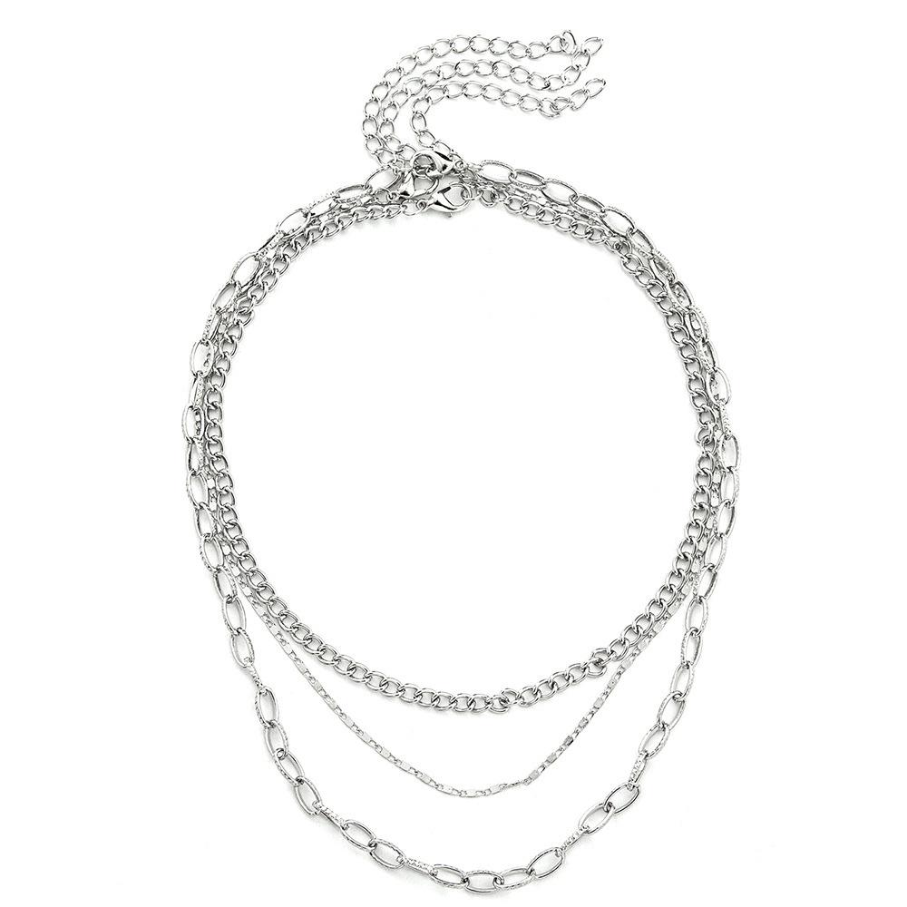 Простое и универсальное многослойное ожерелье в трендовом хип-хоп стиле, набор из трех предметов