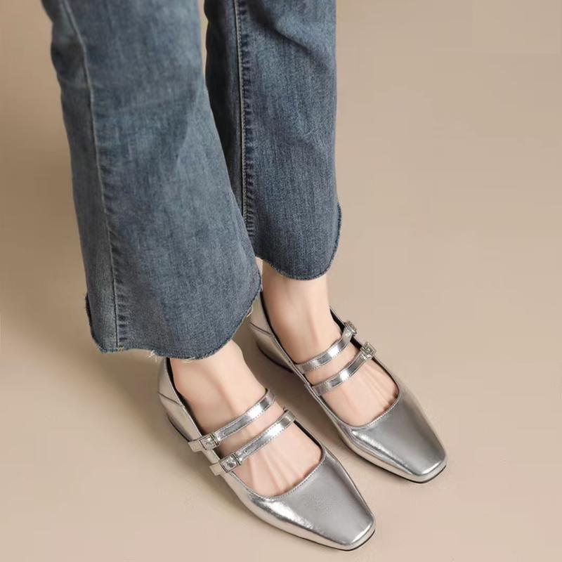 Fashion Women's Fashion Coarse Heel Shoes Spring New Square Head Shallow Mouth Anti-slip Wear-resistant Low-top Shoes