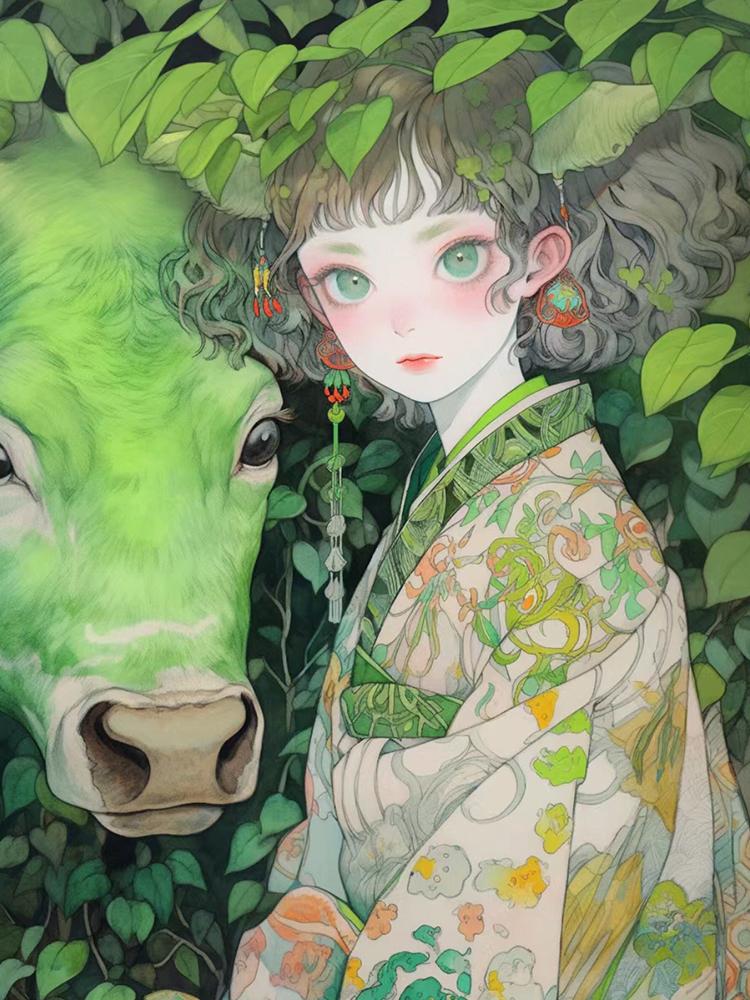 

Симпатичная девочка 5D алмазная живопись мозаика мультфильм животное корова волк вышивка крестом ручная работа украшение для дома детский подарок Full Round 20x30CM