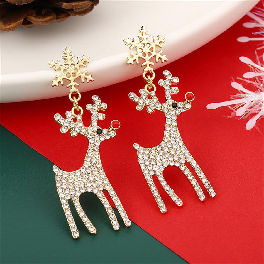 

Christmas Rhinestone Snowflake & Reindeer Stud Earrings - Luxury Holiday Accessories