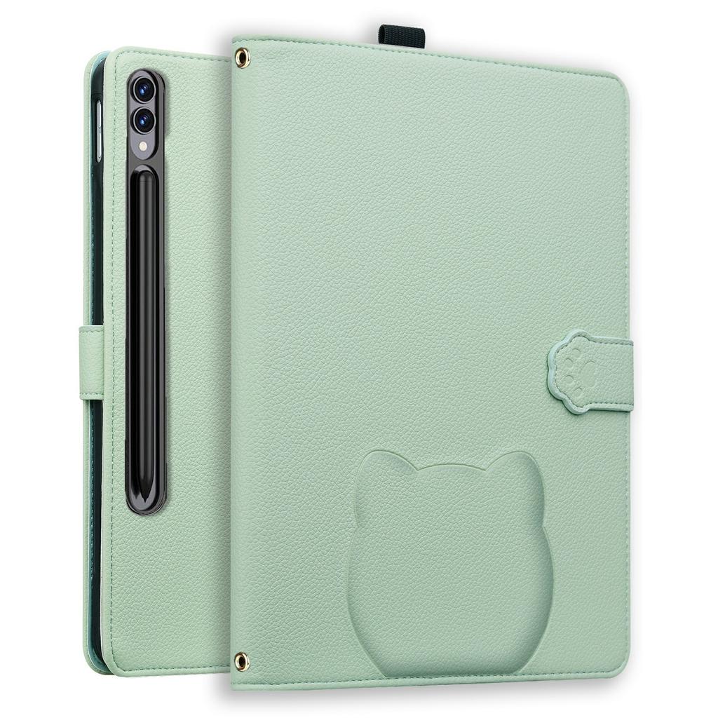 Brieftasche Hülle für Samsung Galaxy Tab S10 Ultra/S9 Ultra/S8 Ultra Leder Ständer Tischabdeckung mit Stifthalter, 3D-Effekt Katzenmuster