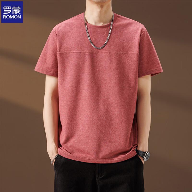ROMON Men s Solid Color Short Sleeve Casual T-Shirt XL