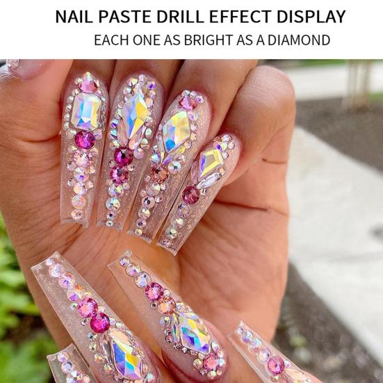 1 Set Round Nail Art Rhinestone Kit with Storage Box 12 Grids Flatback Rhinestone DIY Nail Design Crafting Decoration Fake Gems