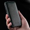 For iPhone 14 Pro Litchi Texture Phone Case Genuine Cow Leather PC Vertical Flip Cover
