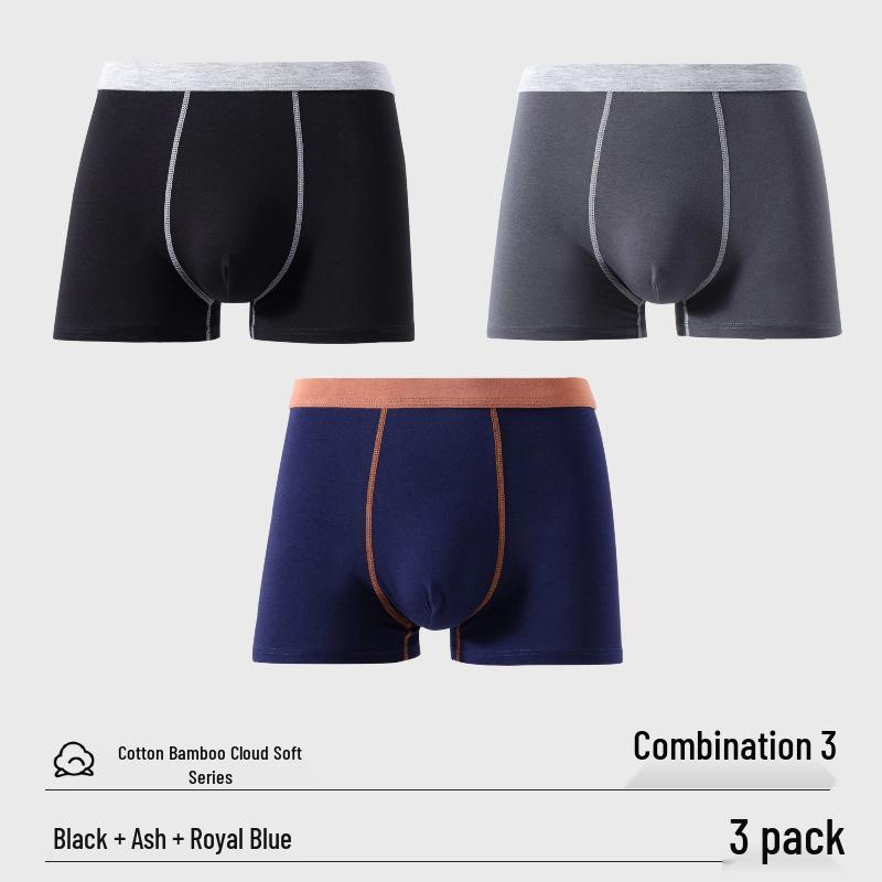 Men's Bamboo Cotton Boxer Briefs: Breathable, Antibacterial, Plus Size Available