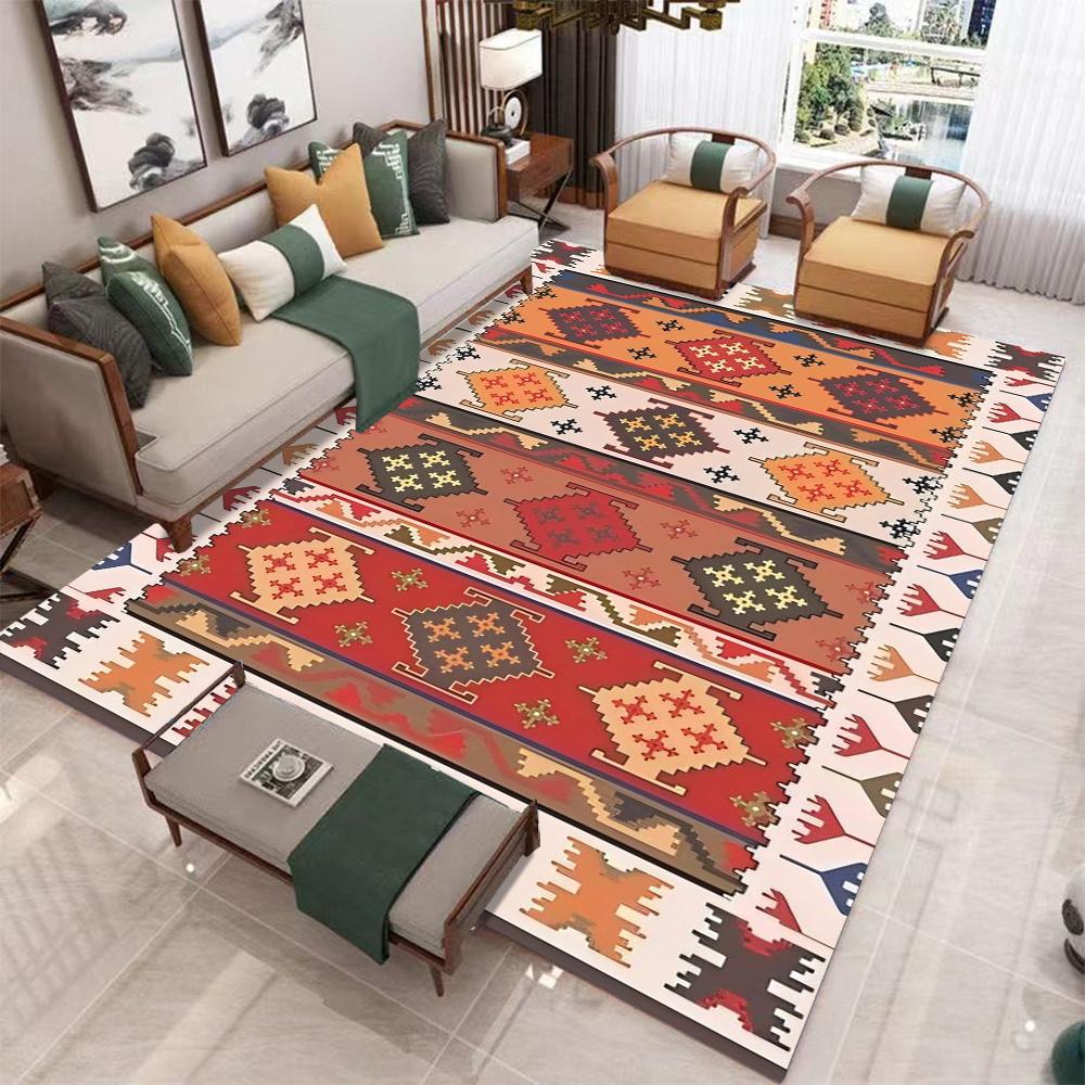 Traditional Turkish Area Rug, Medallion Carpet Bohemian Living Room Rug, Vintage Style Floor Decor, Washable Rug, Non Slip Rug