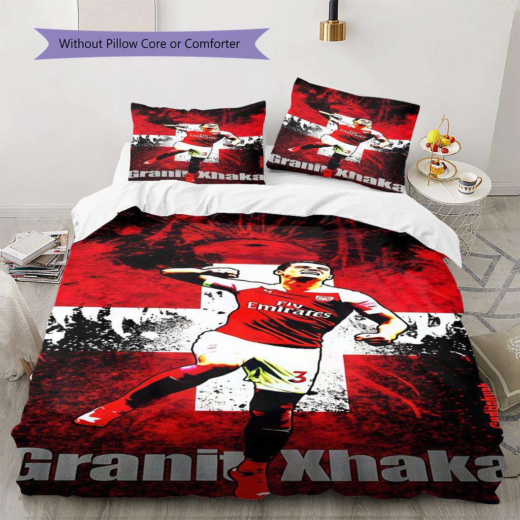 Arsenal F.C Pattern Bedding Quilt Set Quilt Cover Pillowcase Home Decoration Birthday Gift (1 * duvet cover + 2 * pillowcase, without core)