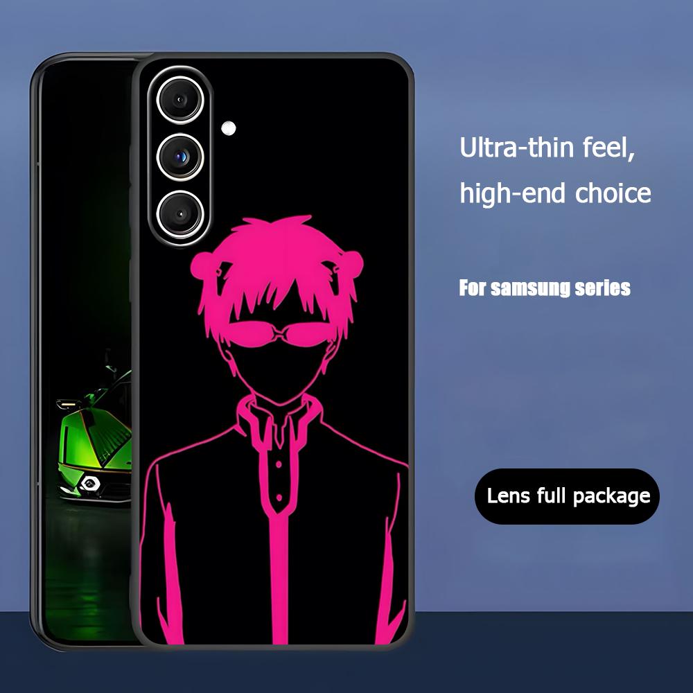 Hot Kusuo Saiki Anime Cool Phone Case For Samsung Galaxy S26 S25 S24 S23 S22 S21 Plus Ultra Note20 Soft Black