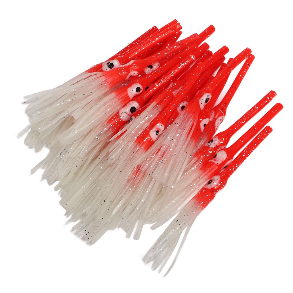 30pcs Luminous Squid Skirts Soft Artificial Octopus Luminous Bait for Saltwater Freshwater Red