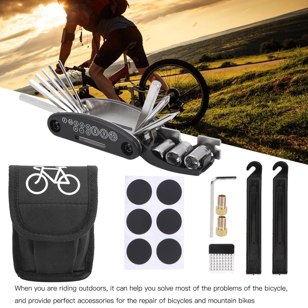 Fahrrad Schnell-Reifenreparaturset Reifenheber 16 in 1 Multifunktionswerkzeug Fahrradwartungsset