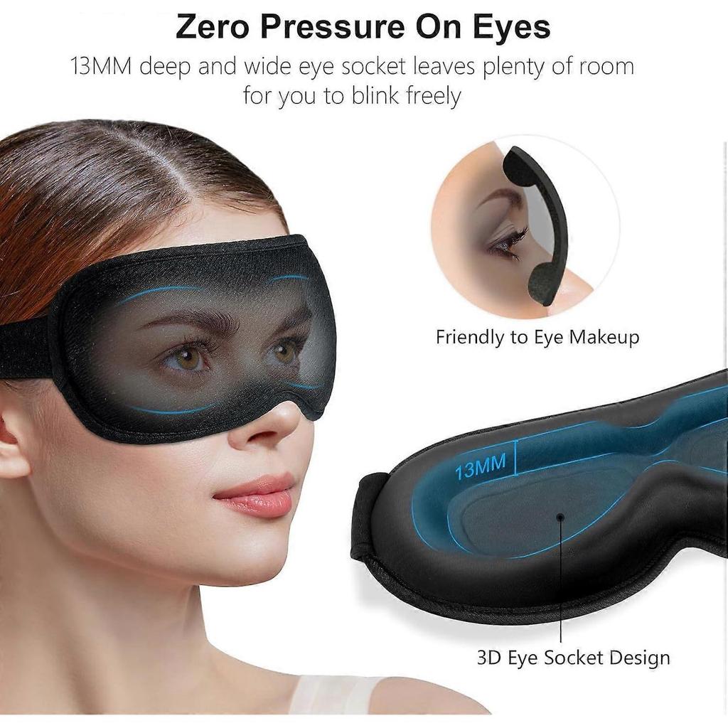 100% lichtblockierende Schlaf-Augenmaske für Männer und Frauen, druckfreie Schlaf-Augenmaske - ergonomisches Design 3D-hohle Augenmaske, praktisch für e