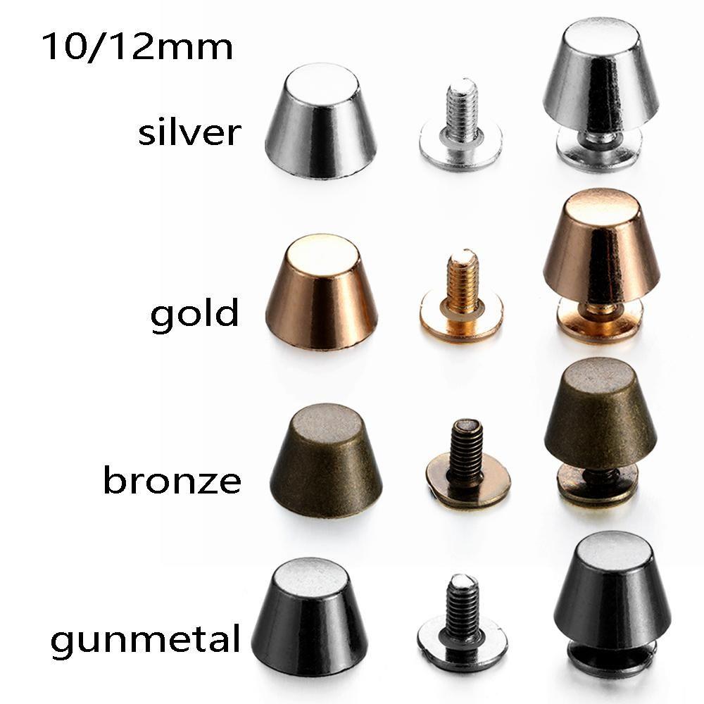 10set/bag 10/12mm Punk Leather Craft Cloth Button Clothes/Bag/Shoes Strap Rivets Bucket Dome Solid Nail Bolt Round Head Screws