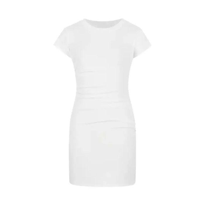 New Gray Pleated Slim-fit Dress Slim-fit and Thin Inside Temperament Hip-wrapped A-word Short Skirt Round Neck Skirt