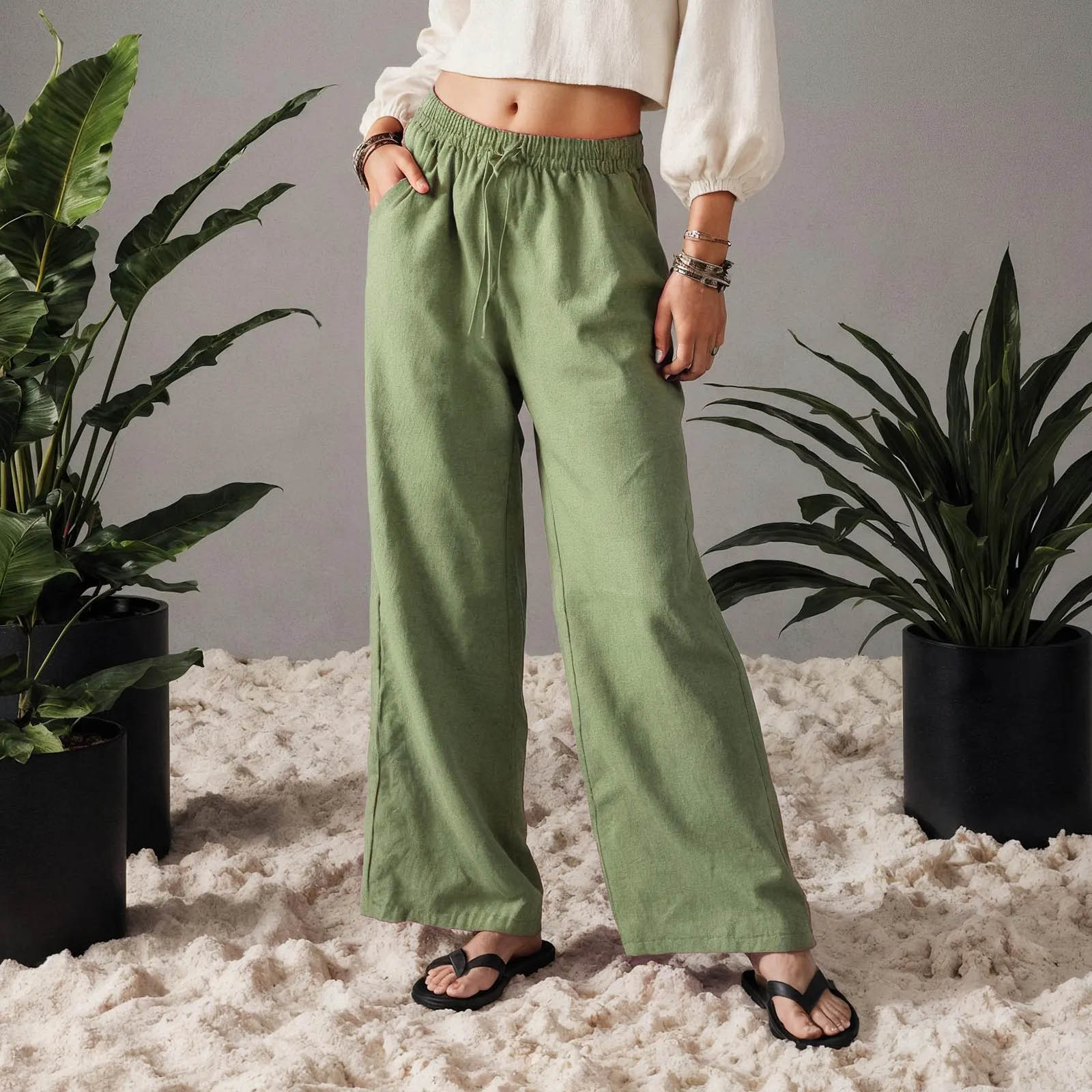 

Women s Loose And Comfortable Casual Fashion Color Pocketed Pants XL