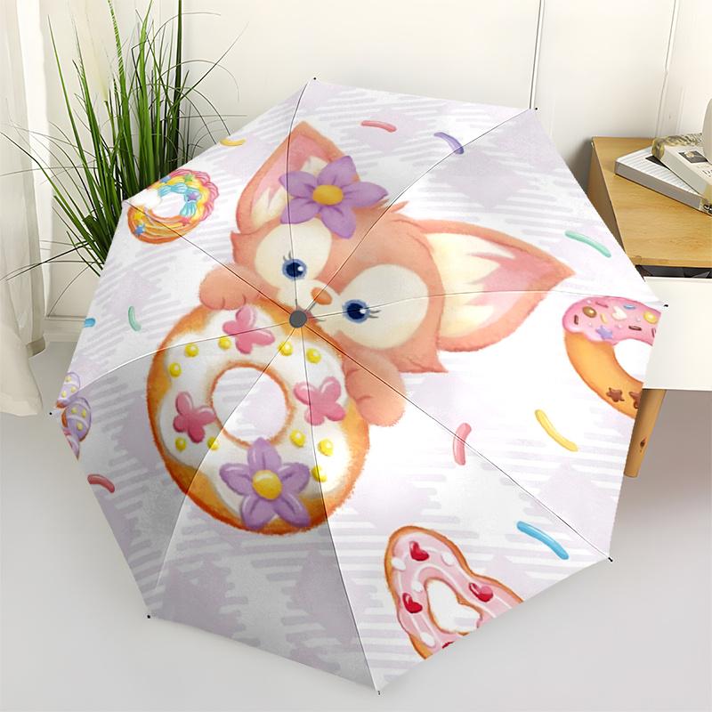

1pc LinaBell s Joyful Donut Adventure Automatic Opening and Closing Umbrella - Lightweight 3-Fold Design, Suitable for Fans, Travel, Daily U