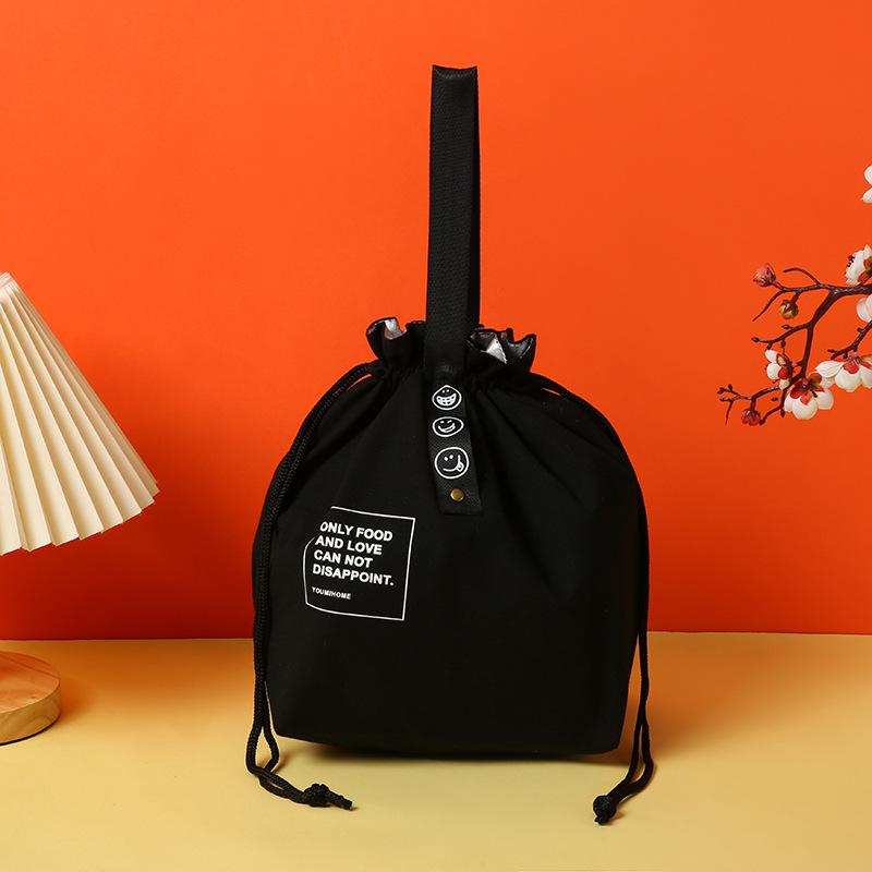 

Ланч-бег з ізольованої бавовни та льону в індустріальному стилі | Водонепроникний та портативний із затяжкою чорний