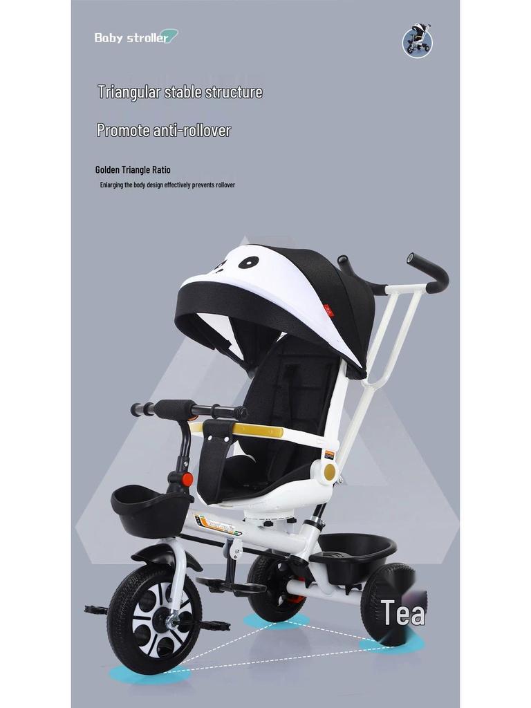 Convertible Children's Tricycle Stroller with Rotating Seat and Reclining Feature