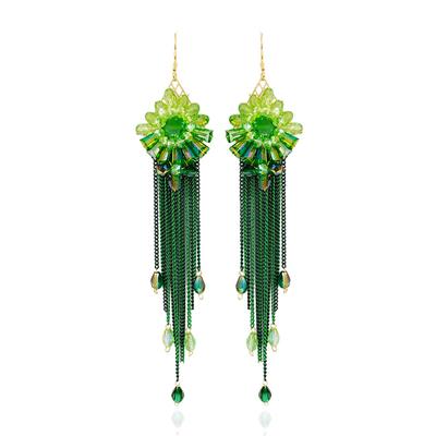 Jingqi Jewelry, Exaggerated Personality Long Earrings Temperament Handmade Earrings Women'S Bohemian Fringed Flower Earrings