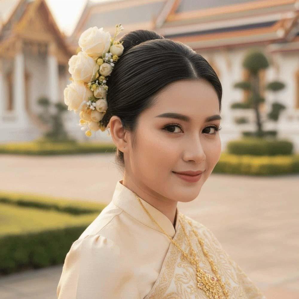 Thai Style Flowers Hairpin Sweet Chignon Hair Clips Hair Accessories Rose Hair Comb  Daily
