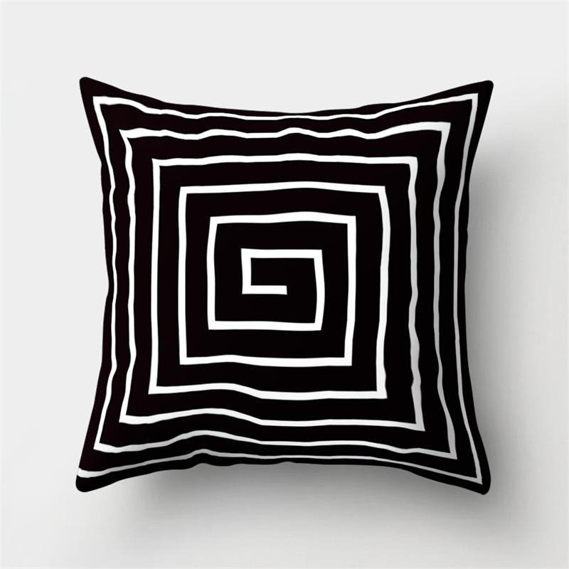 Simple Black and White Geometric Art Pattern Cushion Cover Home Living Room Sofa Decoration Square Pillow Pillow Cover