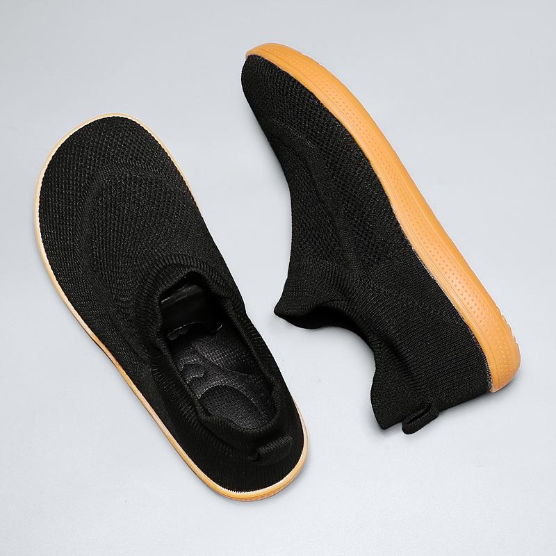 Herrenschuhe Weite Barfußschuhe für Herren Outdoor Minimalistische Walking-Sneaker Atmungsaktiv Bequem Übergröße 39-46 Schwarze Schuhe