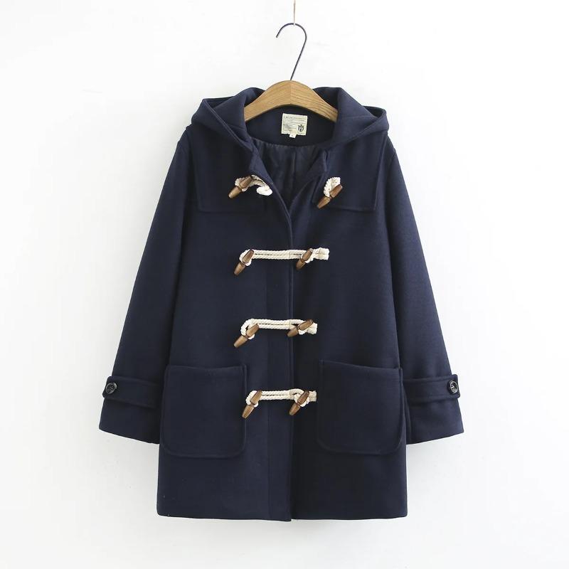 Cappotto di Lana Giubbotti da Donna Cappotti con Cappuccio Bottoni Manica Lunga Spesso Casual Y2k Streetwear Elegante Primavera Autunno Caldo