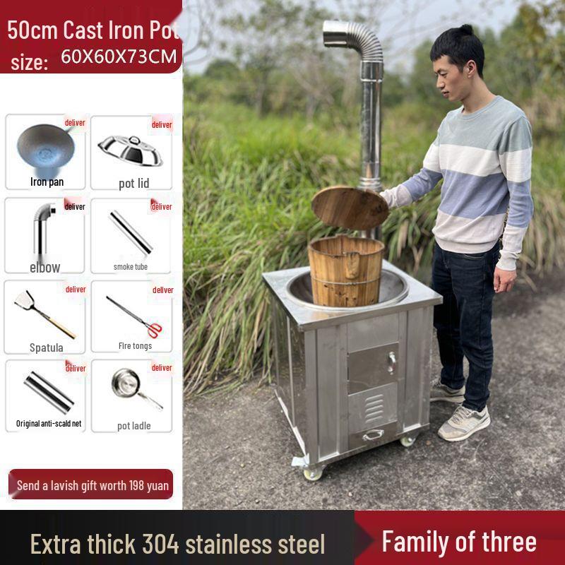 Smoke-Free Stainless Steel Wood-Burning Firewood Stove for Outdoors