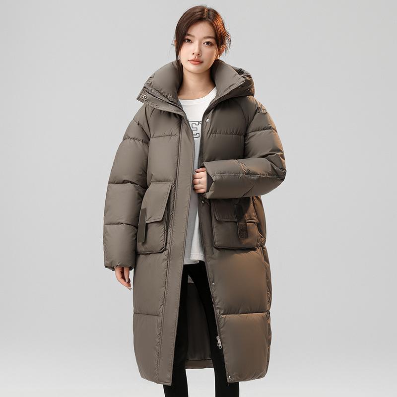 Latest Cotton-padded Jacket Long Thick Coat Relaxed Fit Women Over The Knee Hooded Cotton-padded Jacket Cotton-padded Women