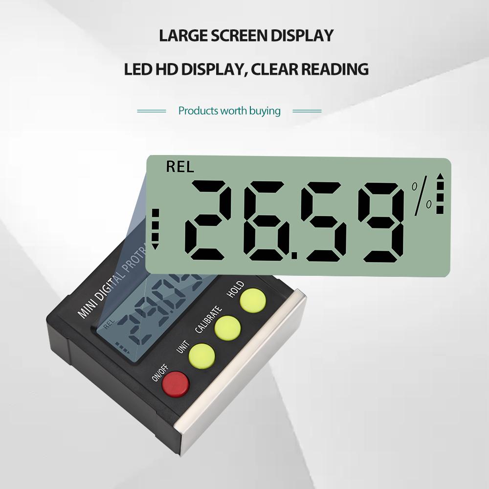 Panoramic Angle Gauge Mini Digital Protractor 360° Electronic Level Box Inclinometer Angle Gauge Magnetic Base Measuring Tools